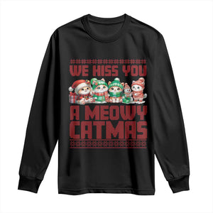 Christmas Cat Long Sleeve Shirt We Hiss You A Meowy Catmas TS09 Black Print Your Wear