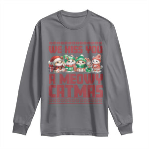 Christmas Cat Long Sleeve Shirt We Hiss You A Meowy Catmas TS09 Charcoal Print Your Wear