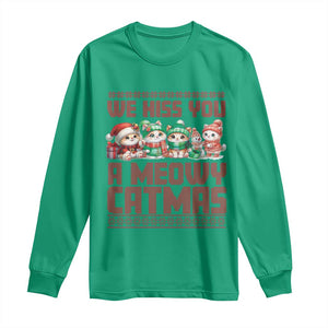 Christmas Cat Long Sleeve Shirt We Hiss You A Meowy Catmas TS09 Irish Green Print Your Wear