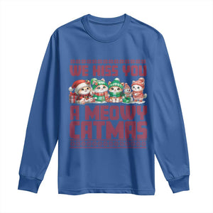 Christmas Cat Long Sleeve Shirt We Hiss You A Meowy Catmas TS09 Royal Blue Print Your Wear