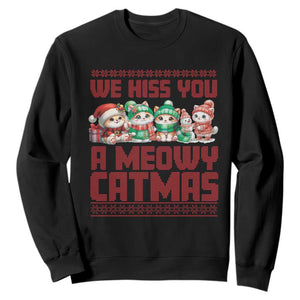 Christmas Cat Sweatshirt We Hiss You A Meowy Catmas TS09 Black Print Your Wear