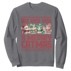 Christmas Cat Sweatshirt We Hiss You A Meowy Catmas TS09 Charcoal Print Your Wear