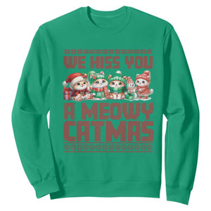 Christmas Cat Sweatshirt We Hiss You A Meowy Catmas TS09 Irish Green Print Your Wear