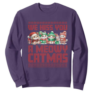 Christmas Cat Sweatshirt We Hiss You A Meowy Catmas TS09 Purple Print Your Wear