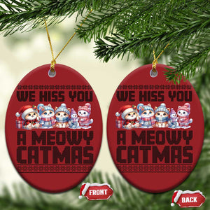 Xmas Cute Cat Christmas Ornament We Hiss You A Meowy Catmas TS09 Oval Red Print Your Wear