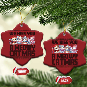 Xmas Cute Cat Christmas Ornament We Hiss You A Meowy Catmas TS09 Snow Flake Red Print Your Wear