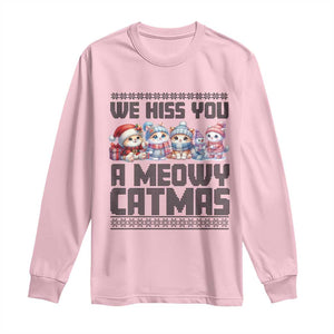 Christmas Cute Cat Long Sleeve Shirt We Hiss You A Meowy Catmas TS09 Light Pink Print Your Wear