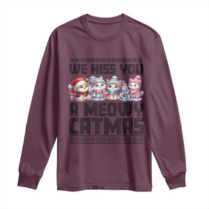 Christmas Cute Cat Long Sleeve Shirt We Hiss You A Meowy Catmas TS09 Maroon Print Your Wear