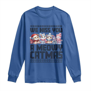 Christmas Cute Cat Long Sleeve Shirt We Hiss You A Meowy Catmas TS09 Royal Blue Print Your Wear