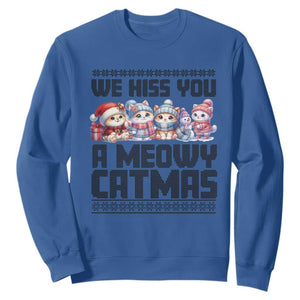 Christmas Cute Cat Sweatshirt We Hiss You A Meowy Catmas TS09 Royal Blue Print Your Wear