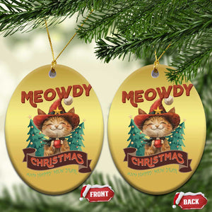 Xmas Cowboy Cat Christmas Ornament Meowdy Christmas And Happy Mew Year TS09 Oval Gold Print Your Wear