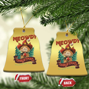 Xmas Cowboy Cat Christmas Ornament Meowdy Christmas And Happy Mew Year TS09 Bell Flake Gold Print Your Wear