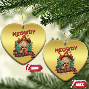 Xmas Cowboy Cat Christmas Ornament Meowdy Christmas And Happy Mew Year TS09 Heart Gold Print Your Wear