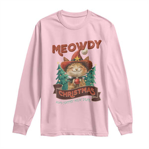 Christmas Cowboy Cat Long Sleeve Shirt Meowdy Christmas And Happy Mew Year TS09 Light Pink Print Your Wear