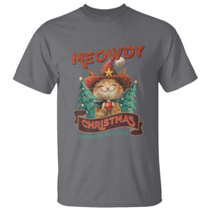 Christmas Cowboy Cat T Shirt Meowdy Christmas And Happy Mew Year TS09 Charcoal Print Your Wear