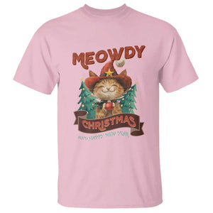 Christmas Cowboy Cat T Shirt Meowdy Christmas And Happy Mew Year TS09 Light Pink Print Your Wear