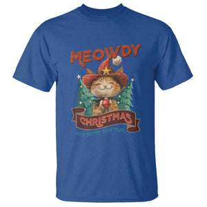 Christmas Cowboy Cat T Shirt Meowdy Christmas And Happy Mew Year TS09 Royal Blue Print Your Wear