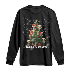 Christmas Cat Long Sleeve Shirt Santa Paw And Claw Cats Xmas Tree TS09 Black Print Your Wear