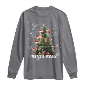 Christmas Cat Long Sleeve Shirt Santa Paw And Claw Cats Xmas Tree TS09 Charcoal Print Your Wear