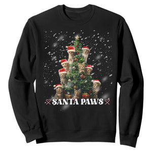 Christmas Cat Sweatshirt Santa Paw And Claw Cats Xmas Tree TS09 Black Print Your Wear