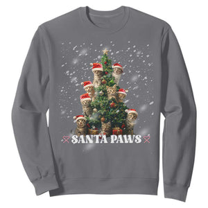 Christmas Cat Sweatshirt Santa Paw And Claw Cats Xmas Tree TS09 Charcoal Print Your Wear