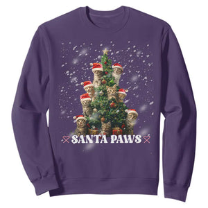 Christmas Cat Sweatshirt Santa Paw And Claw Cats Xmas Tree TS09 Purple Print Your Wear