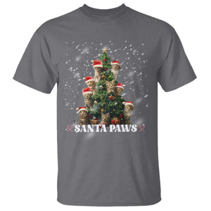 Christmas Cat T Shirt Santa Paw And Claw Cats Xmas Tree TS09 Charcoal Print Your Wear