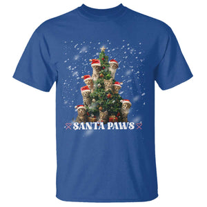 Christmas Cat T Shirt Santa Paw And Claw Cats Xmas Tree TS09 Royal Blue Print Your Wear