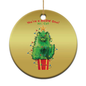 Funny Xmas Cat Christmas Ornament You Are A Meow One Mr. Cat Green Cat TS09 Print Your Wear