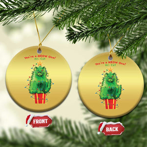 Funny Xmas Cat Christmas Ornament You Are A Meow One Mr. Cat Green Cat TS09 Circle Gold Print Your Wear