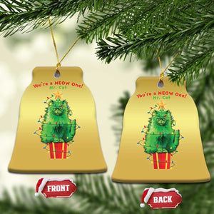 Funny Xmas Cat Christmas Ornament You Are A Meow One Mr. Cat Green Cat TS09 Bell Flake Gold Print Your Wear