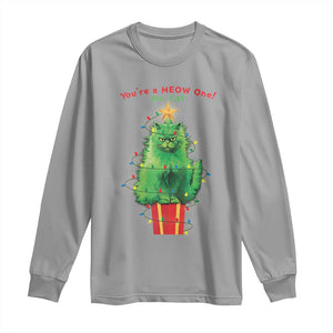 Funny Christmas Cat Long Sleeve Shirt You Are A Meow One Mr. Cat Green Cat TS09 Sport Gray Print Your Wear