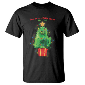 Funny Christmas Cat T Shirt You Are A Meow One Mr. Cat Green Cat TS09 Black Print Your Wear