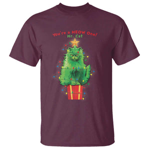 Funny Christmas Cat T Shirt You Are A Meow One Mr. Cat Green Cat TS09 Maroon Print Your Wear