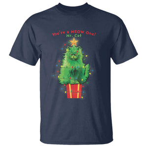 Funny Christmas Cat T Shirt You Are A Meow One Mr. Cat Green Cat TS09 Navy Print Your Wear