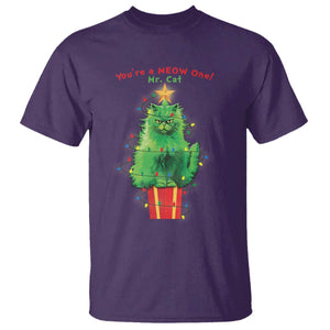 Funny Christmas Cat T Shirt You Are A Meow One Mr. Cat Green Cat TS09 Purple Print Your Wear