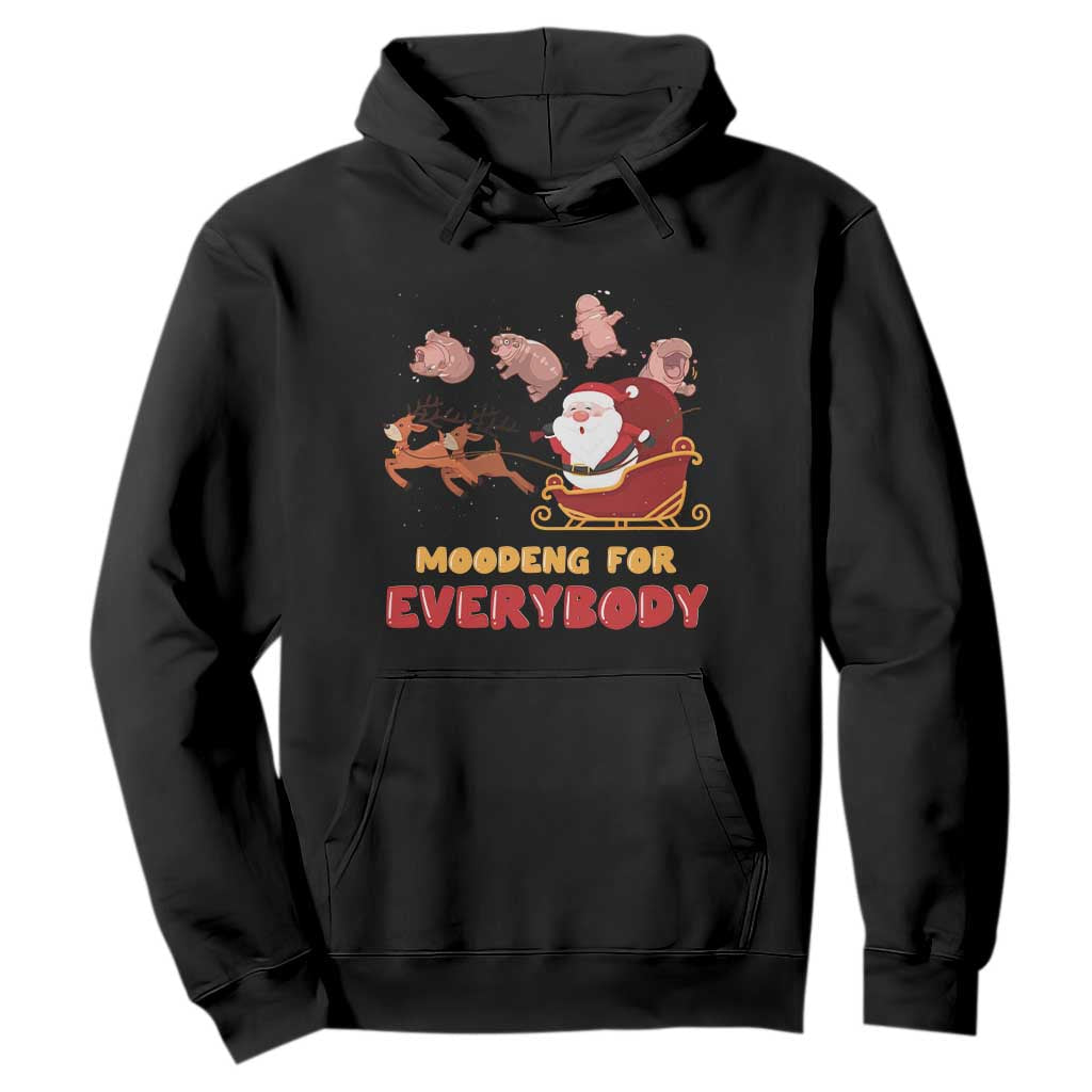Funny Christmas Moo Deng For Everyone Hoodie Cute Baby Hippo Santa Reindeer TS09 Black Print Your Wear