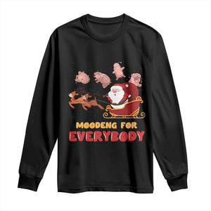 Funny Christmas Moo Deng For Everyone Long Sleeve Shirt Cute Baby Hippo Santa Reindeer TS09 Black Print Your Wear