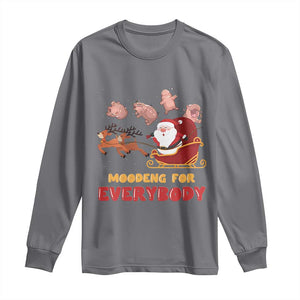 Funny Christmas Moo Deng For Everyone Long Sleeve Shirt Cute Baby Hippo Santa Reindeer TS09 Charcoal Print Your Wear