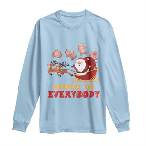 Funny Christmas Moo Deng For Everyone Long Sleeve Shirt Cute Baby Hippo Santa Reindeer TS09 Light Blue Print Your Wear