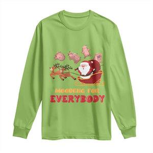 Funny Christmas Moo Deng For Everyone Long Sleeve Shirt Cute Baby Hippo Santa Reindeer TS09 Lime Print Your Wear