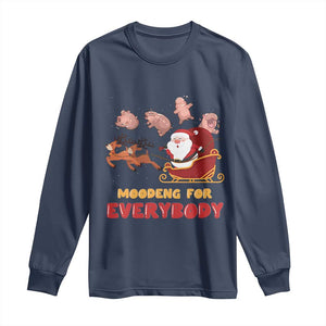 Funny Christmas Moo Deng For Everyone Long Sleeve Shirt Cute Baby Hippo Santa Reindeer TS09 Navy Print Your Wear