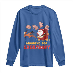 Funny Christmas Moo Deng For Everyone Long Sleeve Shirt Cute Baby Hippo Santa Reindeer TS09 Royal Blue Print Your Wear