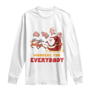 Funny Christmas Moo Deng For Everyone Long Sleeve Shirt Cute Baby Hippo Santa Reindeer TS09 White Print Your Wear