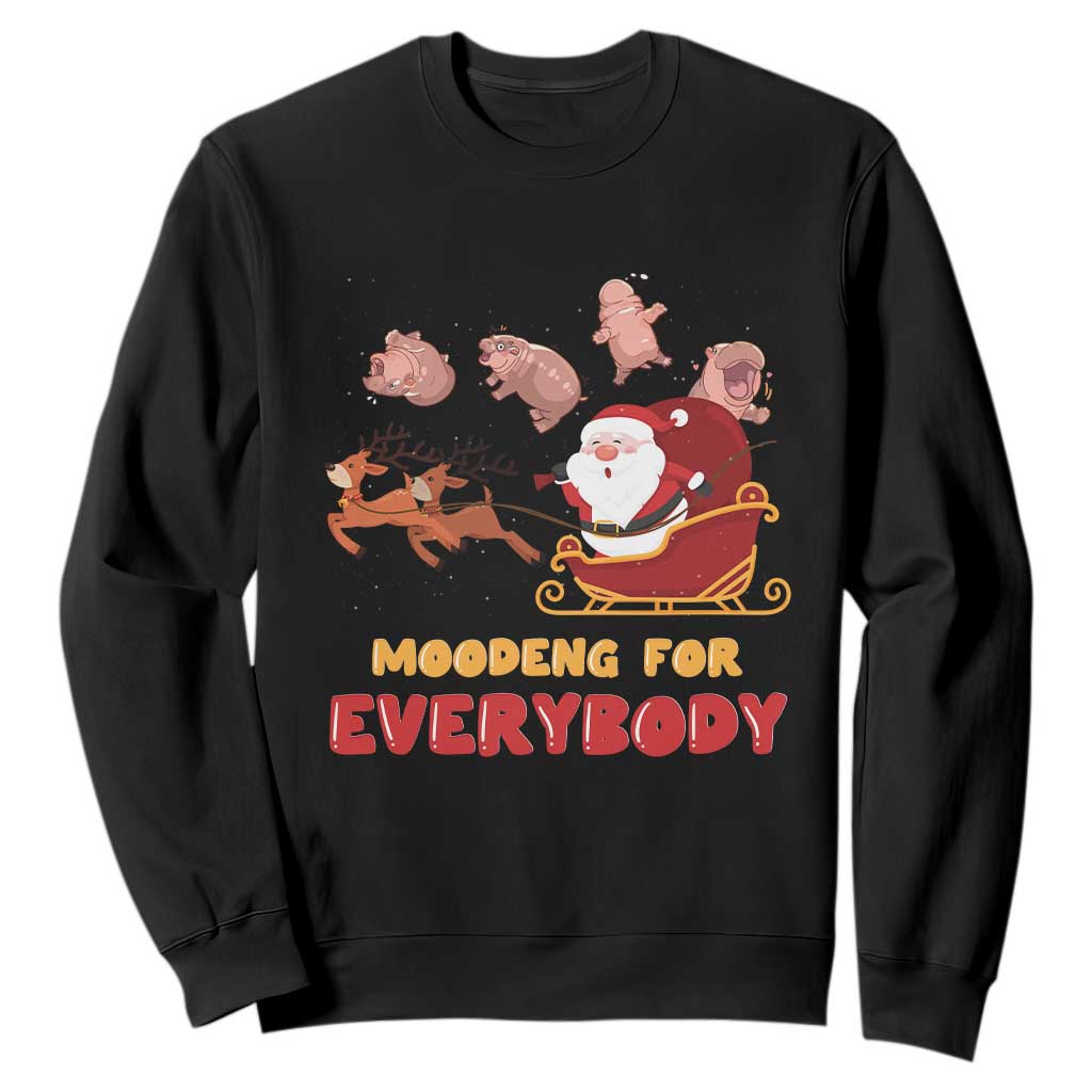 Funny Christmas Moo Deng For Everyone Sweatshirt Cute Baby Hippo Santa Reindeer TS09 Black Print Your Wear