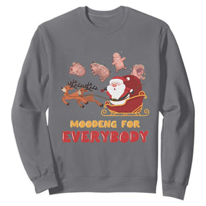 Funny Christmas Moo Deng For Everyone Sweatshirt Cute Baby Hippo Santa Reindeer TS09 Charcoal Print Your Wear