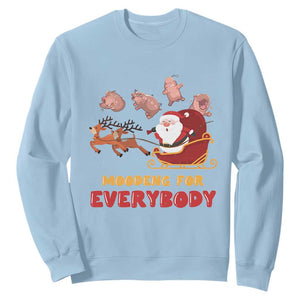 Funny Christmas Moo Deng For Everyone Sweatshirt Cute Baby Hippo Santa Reindeer TS09 Light Blue Print Your Wear