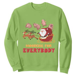 Funny Christmas Moo Deng For Everyone Sweatshirt Cute Baby Hippo Santa Reindeer TS09 Lime Print Your Wear