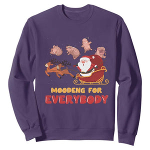 Funny Christmas Moo Deng For Everyone Sweatshirt Cute Baby Hippo Santa Reindeer TS09 Purple Print Your Wear