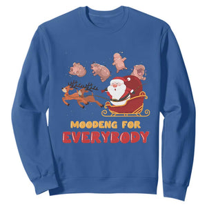 Funny Christmas Moo Deng For Everyone Sweatshirt Cute Baby Hippo Santa Reindeer TS09 Royal Blue Print Your Wear